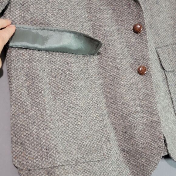 Vintage Levis Strauss Wool Tweed Blazer Lg Sports Coat Elbow Patches Herringbone - Picture 6 of 16